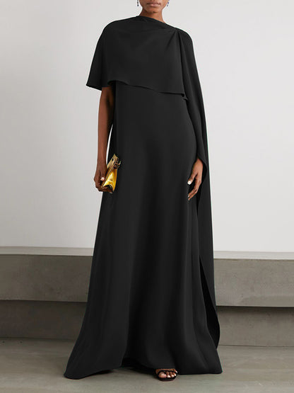 xakxx Loose Asymmetric Solid Color Maxi Dresses