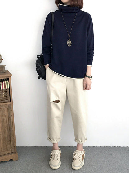 xakxx xakxx-Casual Loose 8 Colors High-Neck Long Sleeves Knitwear