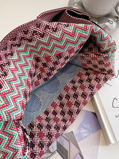 xakxx Checkerboard Striped Bags Woven Handbag