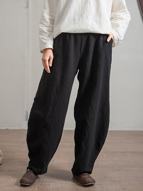 xakxx Simple High Waisted Solid Color Wide Leg Pants