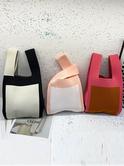 xakxx Contrast Color Cute Bags Woven Handbag