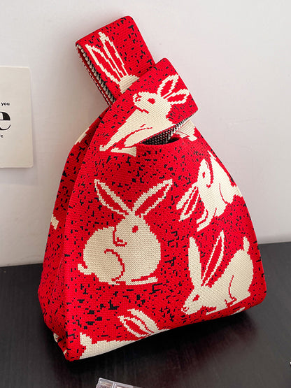 xakxx Animal Printed Woven Handbag