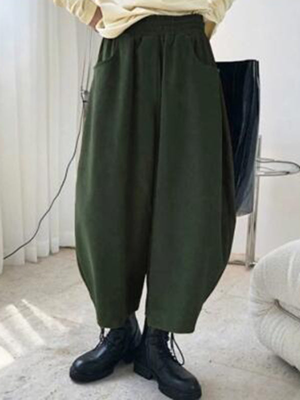 xakxx Harem Pants Wide Leg Elasticity Solid Color Split-Joint Pants Trousers