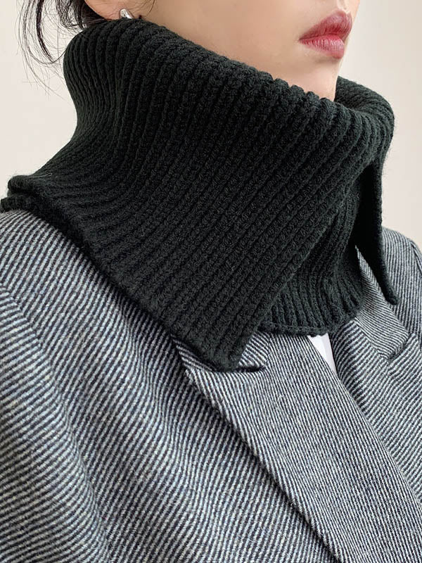 xakxx 3 Colors Simple High-Neck Asymmetric Knitted Scarf