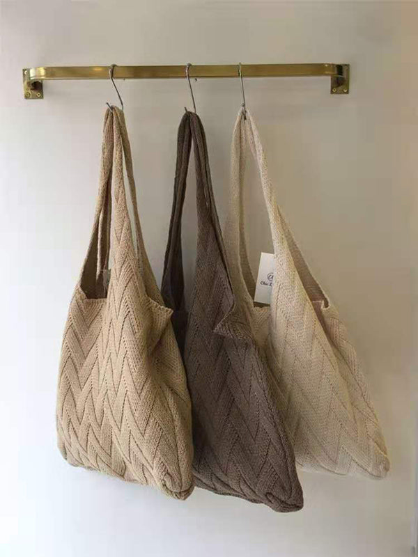 xakxx Casual Weave Solid Color Bags Accessories