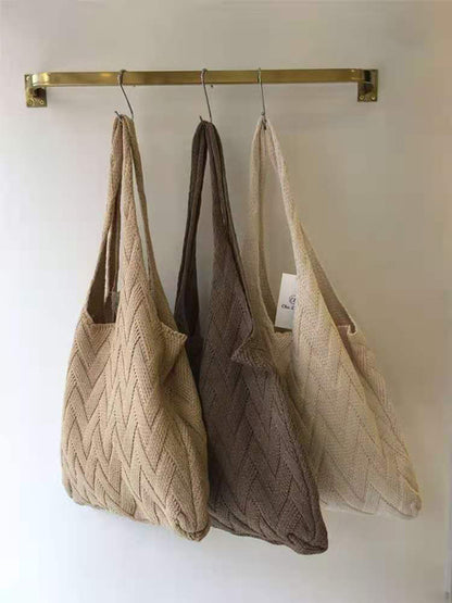 xakxx Casual Weave Solid Color Bags Accessories