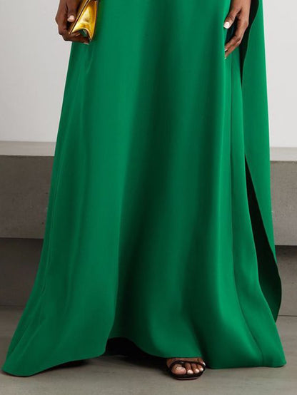 xakxx Loose Asymmetric Solid Color Maxi Dresses