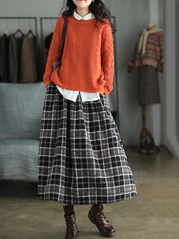 xakxx Artistic Retro Plaid A-Line Skirt