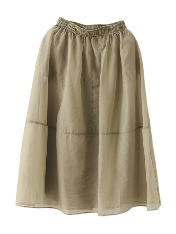 xakxx Simple Loose Solid Color Split-Joint Bubble Skirt