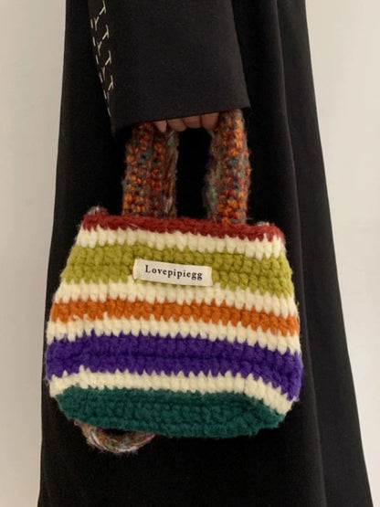 xakxx Colorful Contrast Color Crossbody Bag Woven Handbag