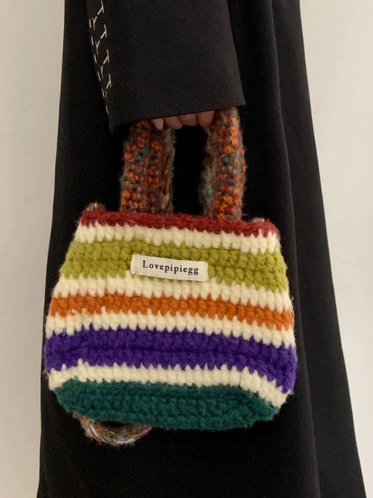 xakxx Colorful Contrast Color Crossbody Bag Woven Handbag