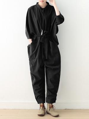 xakxx Loose Lace-Up Overall Jumpsuits