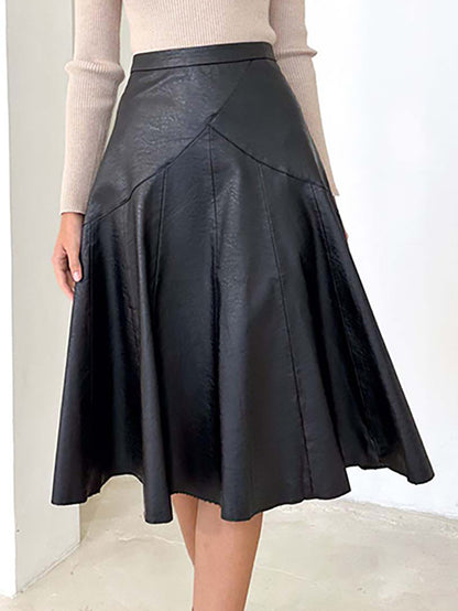 xakxx High Waisted Loose Ruffled Solid Color Skirts Bottoms