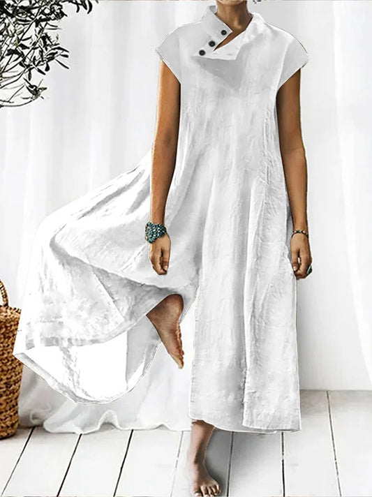 xakxx Cap Sleeve Wide Leg Stand Collar Jumpsuits