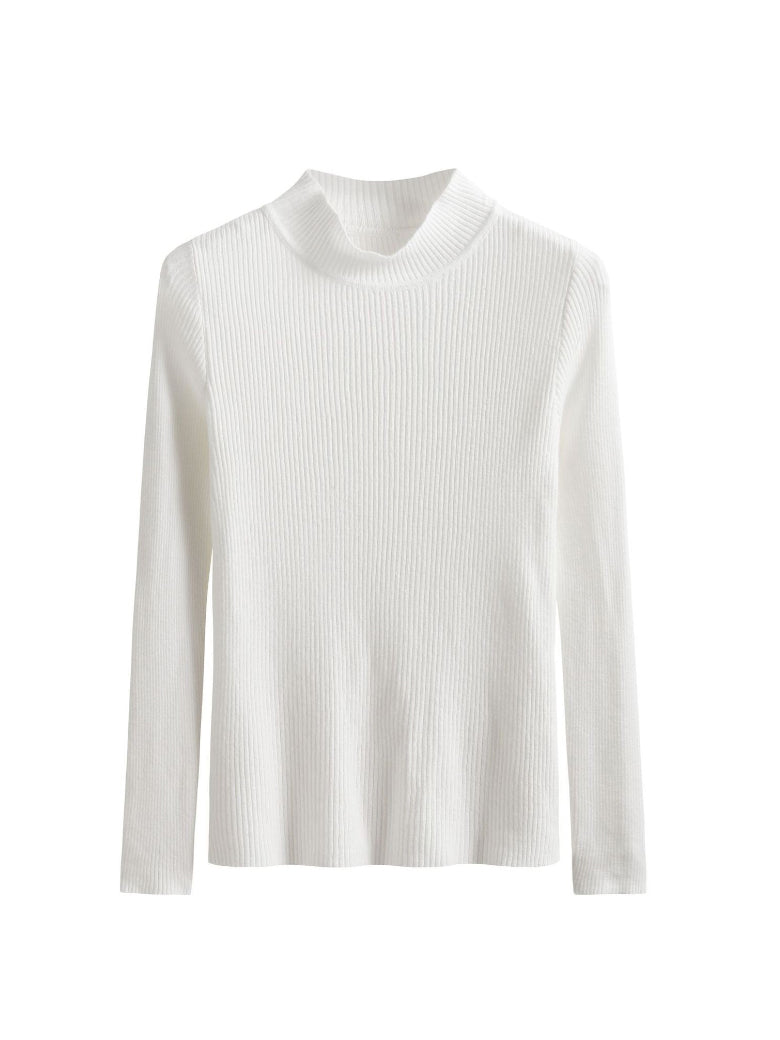 xakxx Simple Long Sleeves Skinny Solid Color High-Neck Pullovers