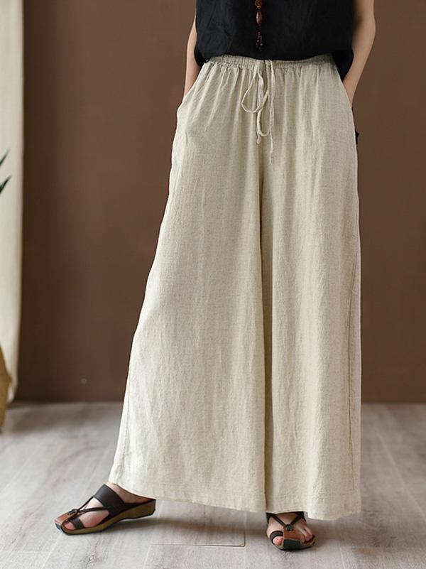 xakxx Vintage Linen Wide Leg Ramie Pants