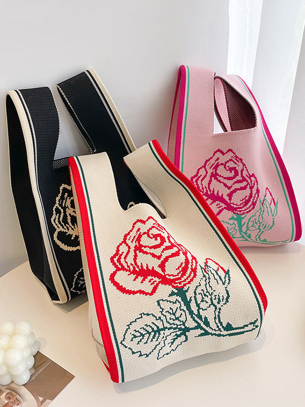 xakxx Floral Bags Woven Handbag