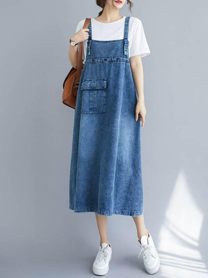 xakxx Original Solid Denim Strapless Dress