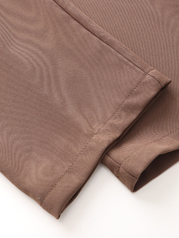 xakxx Simple Column Solid Color Casual Ninth Pants Bottoms
