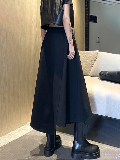 xakxx Casual High Waisted Irregularity Solid Color Skirt
