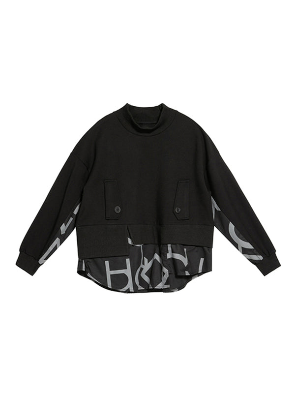 xakxx Original Split-Joint False Two Sweatshirt Tops