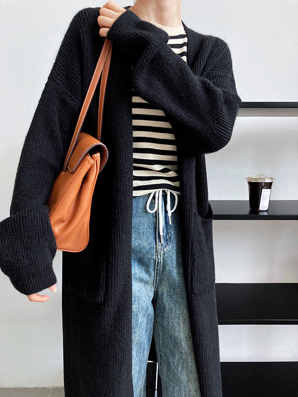 xakxx Casual Loose Solid Color Cardigan Tops