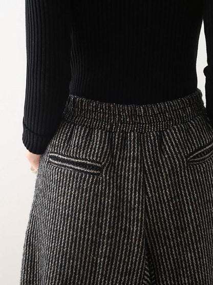 xakxx Vintage Knitted Thickening Asymmetric Lantern Wide Leg Pants