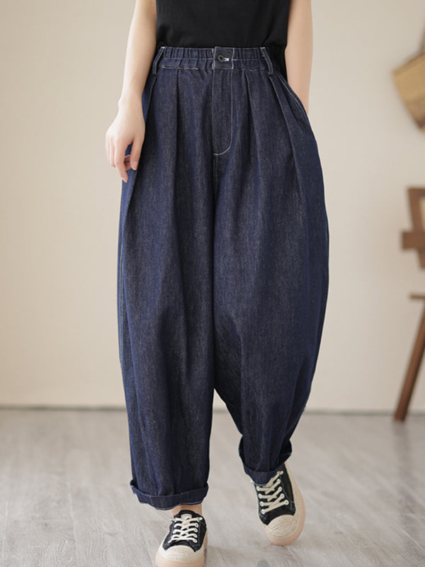 xakxx Vintage Loose Elastics Jean Pants Bottoms