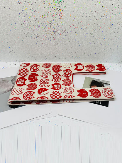 xakxx Cartoon Printed Cute Bags Woven Handbag