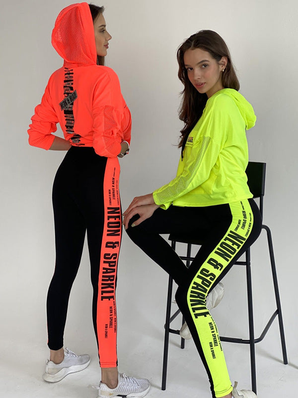 xakxx Iridescent Patchwork Mesh Hoodies&Leggings Suits