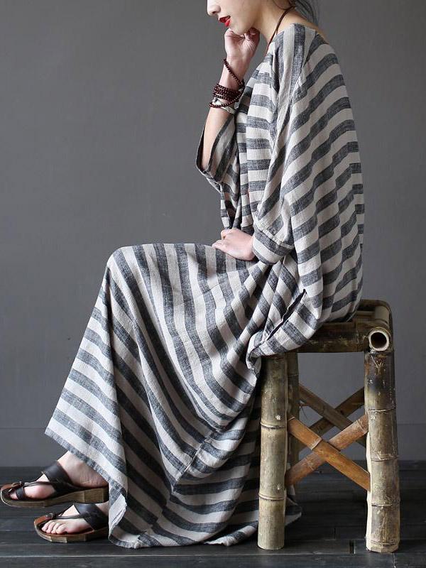 xakxx Vintage Loose Striped Dress
