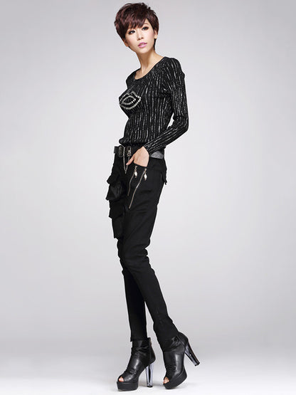 xakxx Original Cool Split-Joint With Pockets Zipper Casual Pants Bottoms