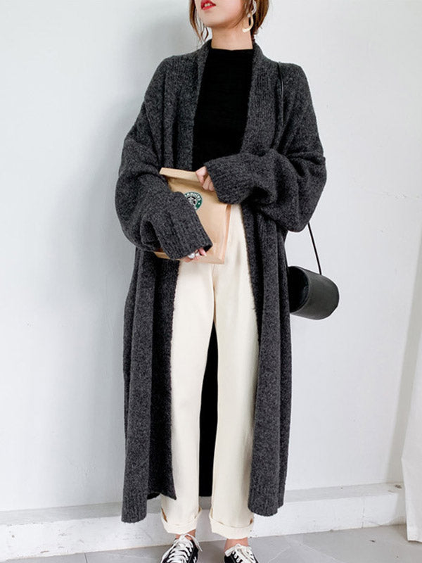 xakxx Urban Simple Loose Solid Color Knitting Cardigan Coat