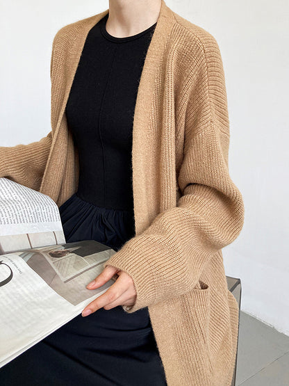 xakxx Casual Loose Solid Color Cardigan Tops