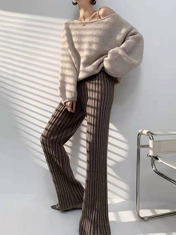xakxx Casual Loose 6 Colors Knitting Wide Leg Pants