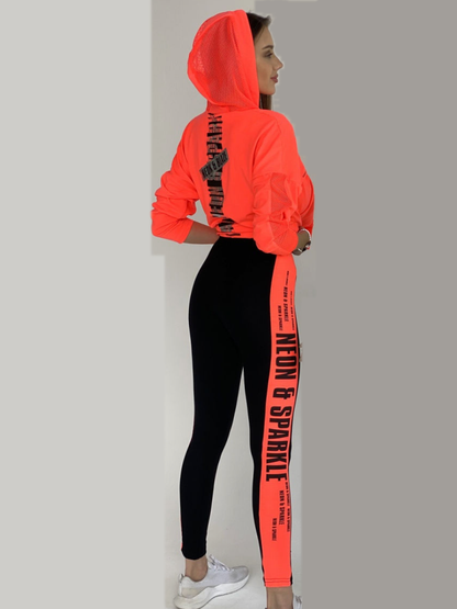 xakxx Iridescent Patchwork Mesh Hoodies&Leggings Suits