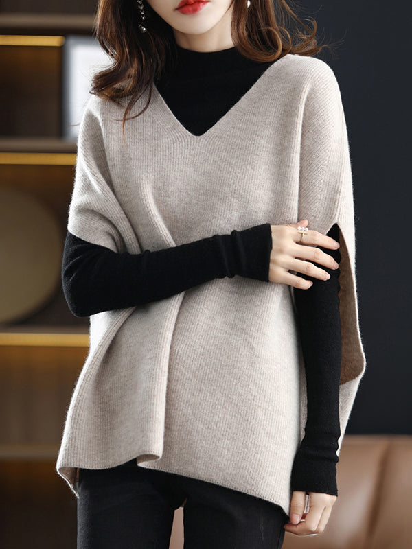 xakxx Casual Sleeveless Loose Solid Color V-Neck Vest Top