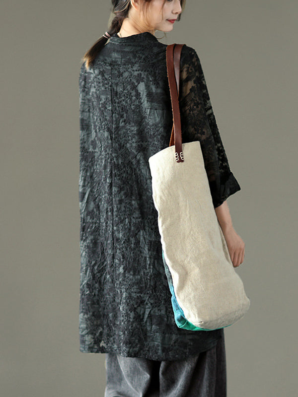 xakxx Vintage Loose Embroidered Lace Hollow Blouse