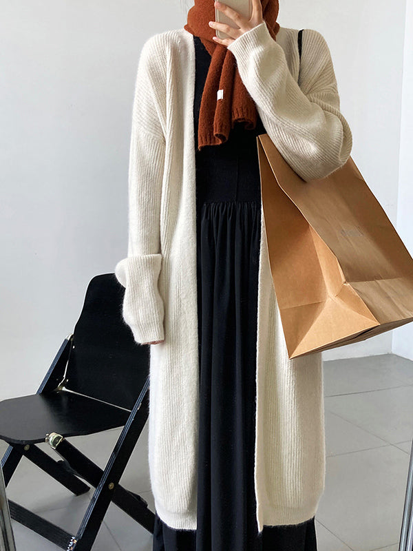xakxx Casual Loose Solid Color Cardigan Tops