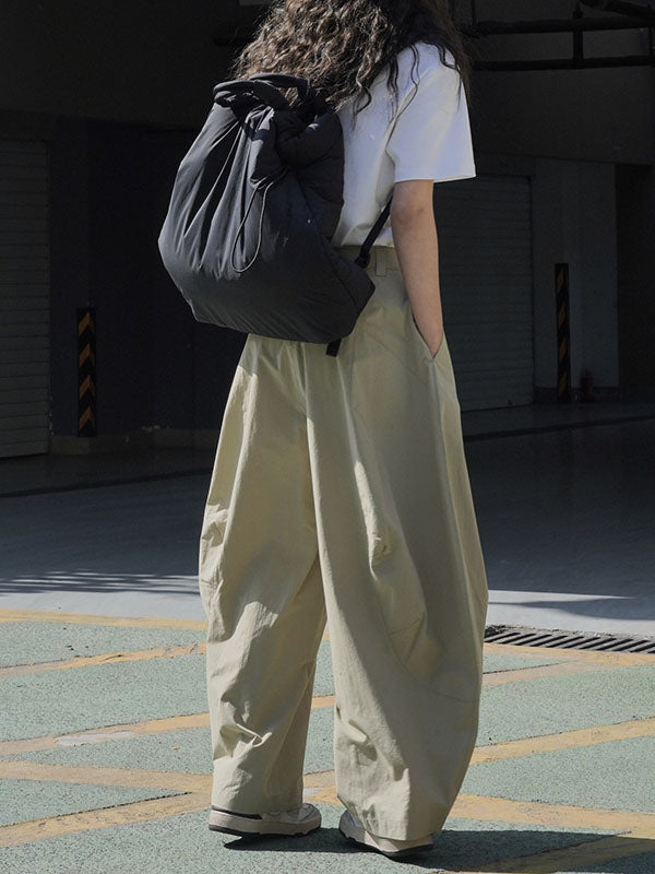 xakxx Loose Wide Leg Solid Color Split-Joint Casual Pants Bottoms Trousers