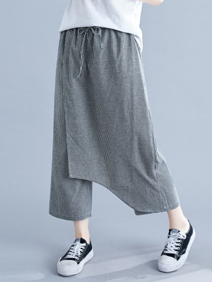 xakxx Original Plaid Irregularity Column Pants