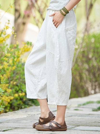xakxx Loose Pure Color Comfortable Linen bloomers