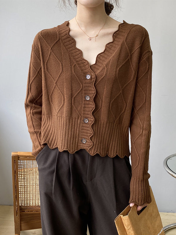 xakxx Original Stylish Casual 7 Colors Buttoned Jacquard V-Neck Sleeveless Cardigan Top