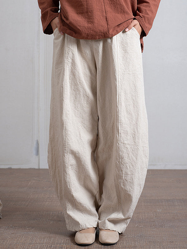 xakxx Simple High Waisted Solid Color Wide Leg Pants