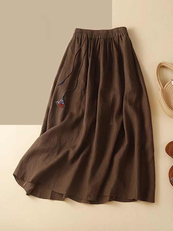 xakxx A-Line Loose Drawstring Elasticity Skirts