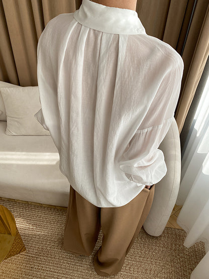 xakxx Solid Color Lapel Blouses&Shirts Tops