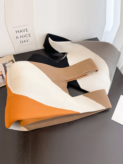 xakxx Contrast Color Woven Bags Handbags