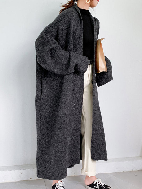 xakxx Urban Simple Loose Solid Color Knitting Cardigan Coat