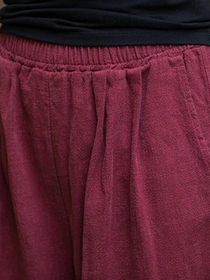 xakxx Wide Leg Elasticity Solid Color Pants Trousers