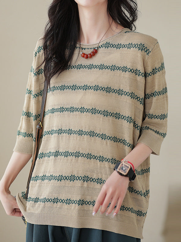xakxx Half Sleeves Loose Printed Round-Neck T-Shirts Tops